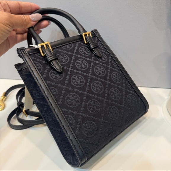 Tory Burch Black Embossed Mini T Bag/ BNWT - Picture 4 of 8